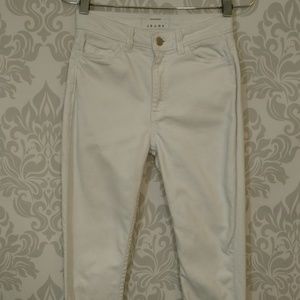 American Apparel White High Waisted Skinny Jeans Size 26 Ankle Zip Cotton